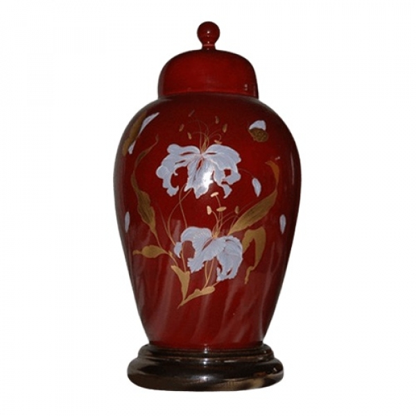 Orchid Red Ceramic Cremation Urn